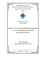 khảo sát sự thay đổi thành phần hóa học của các giống đậu nành trong quá trình nảy mầm