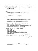 Đề 1 Kiểm Tra HK II Toán 10 (TTDuyMinh)