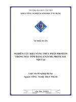 nghiên cứu khả năng thủy phân protein trong đầu tôm bằng enzyme protease nội tại