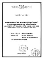 nghiên cứu tổng hợp một vài dan chât p  clorobenzaldehyd có cấu trúc azometin và thăm dò tác dụng sinh học