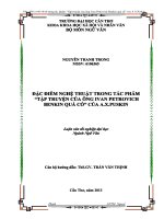 đặc điểm nghệ thuật trong tác phẩm tập truyện của ông ivanpetrovich benkin quá cố” của a.x.puskin