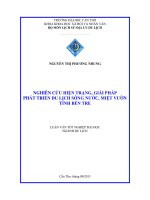 nghiên cứu hiện trạng, giải pháp phát triển du lịch sông nước, miệt vườn tỉnh bến tre