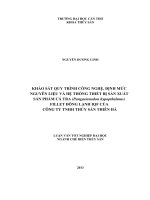 khảo sát quy trình công nghệ, định mức nguyên liệu và hệ thống thiết bị sản xuất sản phẩm cá tra (pangasianodon hypopthalmus) fillet đông lạnh iqf của công ty tnhh thủy sản thiên hà
