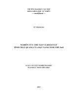 nghiên cứu chế tạo và khảo sát tính chất quang của hạt nano tinh thể zno