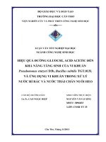 hiệu quả đường gluocse, acid acetic đến khả năng tăng sinh của vi khuẩn pseudomonas stutzeri d3b, bacillus subtilis tgt.013l và ứng dụng vi khuẩn trong xử lý nước rỉ rác và nước thải chăn nuôi heo