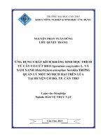 ứng dụng chất kích kháng sinh học trích  từ cây cỏ cứt heo ageratum conyzoides l. và nấm xanh metarhizium anisopliae sorokin trong quản lý một số dịch hại trên lúa tại huyện cờ đỏ, tp. cần thơ