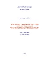 đánh giá một vài thông số chất lượng nước mặt ở rạch bà bộ (đoạn từ đường 91b quận ninh kiều đến đường trần quang diệu quận bình thủy, thành phố cần thơ )