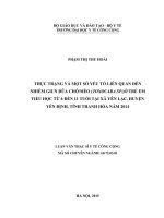 Thực trạng và một số yếu tố liên quan đến nhiễm giun đũa chó mèo (TOXOCARA SP.) ở trẻ em tiểu học từ 6 đến 11 tuổi tại xã Yên Lạc, huyện Yên Định, tỉnh Thanh Hóa năm 2014