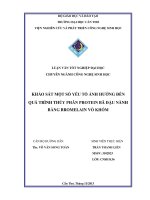 khảo sát một số yếu tố ảnh hưởng đến quá trình thủy phân protein bã đậu nành bằng bromelain vỏ khóm