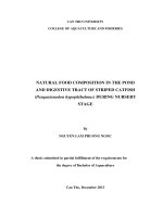 natural food composition in the pond and digestive tract of striped catfish (pangasianodon hypophthalmus) during nursery stage
