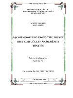 đặc điểm nội dung trong tiểu thuyết phục sinh của lev nicôlaiêvits tônxtôi