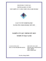 nghiên cứu quy trình lên men tempe từ đậu xanh