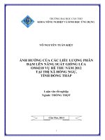 ảnh hưởng của các liều lượng phân đạm lên năng suất giống lúa om4218 vụ hè thu năm 2012 tại thị xã hồng ngự, tỉnh đồng tháp