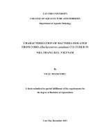 characterization of bacteria isolated from cobia (rachycentron canadum) cultured in nha trang bay, vietnam