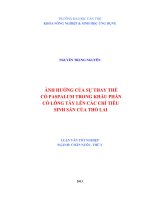 ảnh hưởng của glucose và các loại chế phẩm sinh học đến sinh trưởng và sinh sản của artemia franciscana