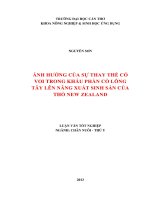 ảnh hưởng của sự thay thế cỏ voi trong khẫu phần cỏ lông tây lên năng xuất sinh sản của thỏ new zealand