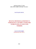 bổ sung chế phẩm lactozyme và veme bacilac vào thức ăn heo thịt vỗ béo ở công ty chăn nuôi vemedim