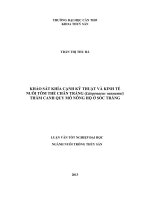khảo sát khía cạnh kỹ thuật và kinh tế nuôi tôm thẻ chân trắng (litopenaeus vannamei) thâm canh quy mô nông hộ ở sóc trăng
