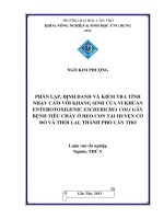 phân lập, định danh và kiểm tra tính nhạy cảm với kháng sinh của vi khuẩn enterotoxigenic escherichia coli gây bệnh tiêu chảy ở heo con tại huyện cờ đỏ và thới lai, thành phố cần thơ