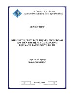 khảo sát sự biến dị di truyền ở các dòng đột biến thế hệ m2 của hai giống đậu xanh taichung và đx 208