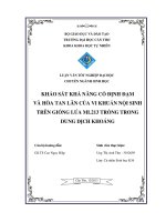 khảo sát khả năng cố định đạm và hòa tan lân của vi khuẩn nội sinh trên giống lúa ml213 trồng trong dung dịch khoáng