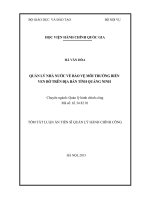 QUẢN LÝ NHÀ NƯỚC VỀ BẢO VỆ MÔI TRƯỜNG BIỂN VEN BỜ TRÊN ĐỊA BÀN TỈNH QUẢNG NINH