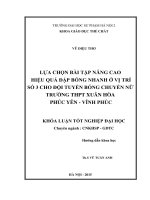 Lựa chọn bài tập nâng cao hiệu quả đập bóng nhanh ở vị trí số 3 cho đội tuyển bóng chuyền nữ trường THPT xuân hòa   phúc yên   vĩnh phúc
