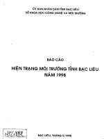 Báo cáo hiện trạng môi trường tỉnh bạc liêu năm 1998