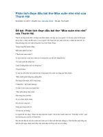 Phân tích đoạn đầu bài thơ mùa xuân nho nhỏ của thanh hải 