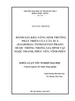 Đánh giá khả năng sinh trưởng phát triển của cây sưa (dalbergia tonkinensis prain) được trồng trong gia đình tại ngọc thanh, phúc yên, vĩnh phúc