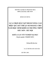 Lựa chọn bài tập nhằm nâng cao hiệu quả kỹ thuật đánh đầu cho nam học sinh khối 10 trường THPT sóc sơn   hà nội