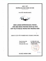 Định lượng metronidazol trong viên nén bằng phương pháp đo phổ hấp thụ tử ngoại trong môi trường kiềm