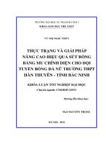 Thực trạng và giải pháp nâng cao hiệu quả sút bóng bằng MU chính diện cho đội tuyển bóng đá nữ trường THPT hàn thuyên   tỉnh bắc ninh