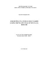 ảnh hưởng của tuổi gà mái và khối lượng trứng lên tỉ lệ ấp nở của gà ross 308