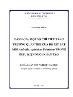 Đánh giá một số chỉ tiêu tăng trưởng quân thể của bọ xít bắt mồi andrallus spinidens fabricius trong điều kiện nuôi nhân tạo