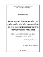 Lựa chọn và ứng dụng bài tập phát triển sức bền trong bóng đá cho học sinh khối 11 trường THPT quỳnh côi   thái bình