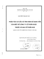 Phân tích cơ cấu và tình hình sử dụng vốn của một số công ty cổ phần dược trước và sau cổ phần hóa