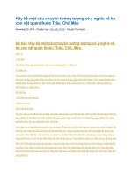 Hãy kể một câu chuyện tưởng tượng có ý nghĩa về ba con vật quen thuộc trâu  chó mèo 