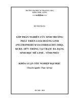 Góp phần nghiên cứu sinh trưởng phát triển loài hoàng linh (peltrophurum dasyrrhachis (MIQ)  kurz 1877) trồng tại trạm đa dạng sinh học mê linh  vĩnh phúc