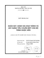 Khảo sát, đánh giá hoạt động và xây dựng tiêu chuẩn một cán bộ trình dược viên
