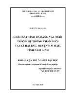 Khảo sát tính đa dạng vật nuôi trong hệ thống chăn nuôi tại xã hải bắc, huyện hải hậu, tỉnh nam định