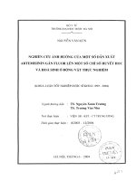 Nghiên cứu ảnh hưởng một số dẫn xuất artemisinin gắn fluor lên một số chỉ số huyết học và hóa sinh ở động vật thực nghiệm