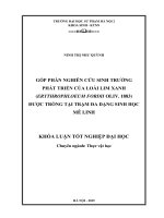 Góp phần nghiên cứu sinh trưởng phát triển loài lim xanh (erythophloeum fordii OLIV 1883) được trồng tại trạm đa dạng sinh học mê linh