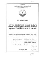 Vai trò của quan hệ công chúng ( PR ) trong chiến lược phát triển thương hiệu của công ty cổ phần traphaco
