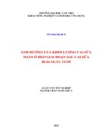 ảnh hưởng của khối lượng cai sữa toàn ổ heo giai đoạn sau cai sữa 2856 ngày tuổi