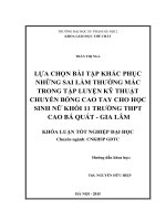 Lựa chọn bài tập khắc phục những sai lầm thường mắc trong tập luyện kỹ thuật chuyền bóng cao tay cho học sinh nữ khối 11 trường THPT cao bá quát   gia lâm