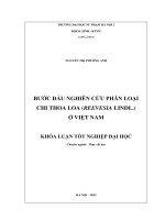 Bước đầu nghiên cứu phân loại chi thoa la (reevesia lind l ) ở việt nam