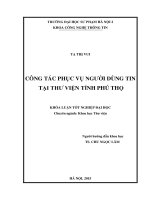 Công tác phục vụ người dùng tin tại thư viện tỉnh phúc thọ