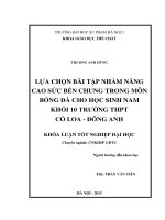 Lựa chọn bài tập nhằm nâng cao sức bền chung trong môn bóng đá cho học sinh nam khối 10 trường THPT cổ loa   đông anh