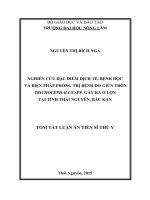 Nghiên cứu đặc điểm dịch tễ, bệnh học và biện pháp phòng trị bệnh do giun tròn trichocephalus spp  gây ra ở lợn tại tỉnh thái nguyên và bắc kạn (TT)